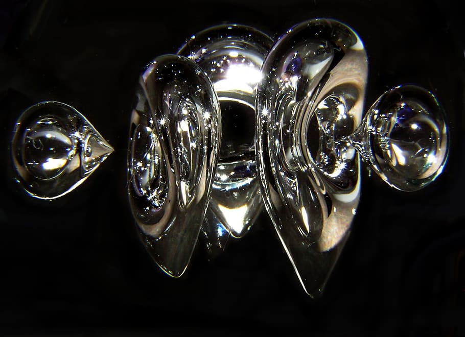 bubbles, glass, design, black background, shiny, close-up, jewelry HD wallpaper