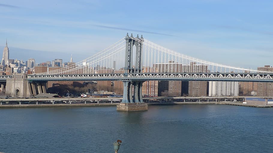 usa, bridge, nyc, river, city, landscape, skyline, skyscraper HD wallpaper