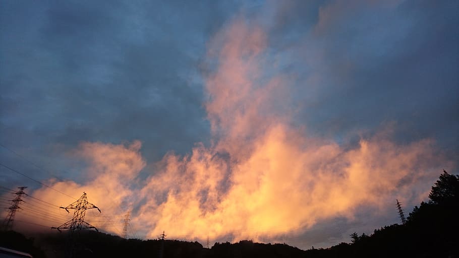 sky, cloud, sunset, burn, cloud - sky, electricity, beauty in nature HD wallpaper
