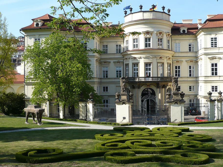 prague, embassy, trabbi, building exterior, architecture, built structure HD wallpaper