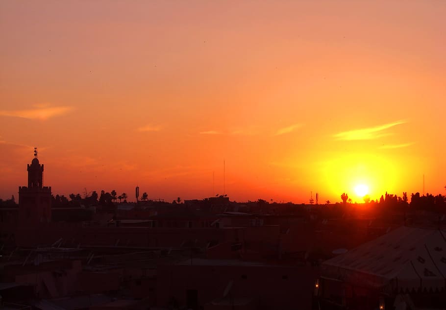golden hour photo, Marrakech, Sunset, North Africa, Morocco, arabic, HD wallpaper