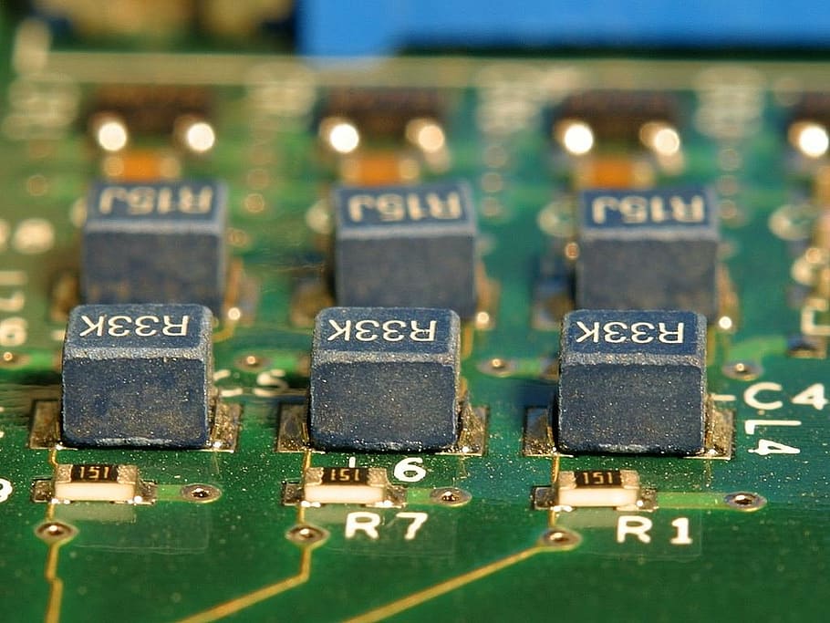 capacitors, electronics, board, circuit, current, technology HD wallpaper