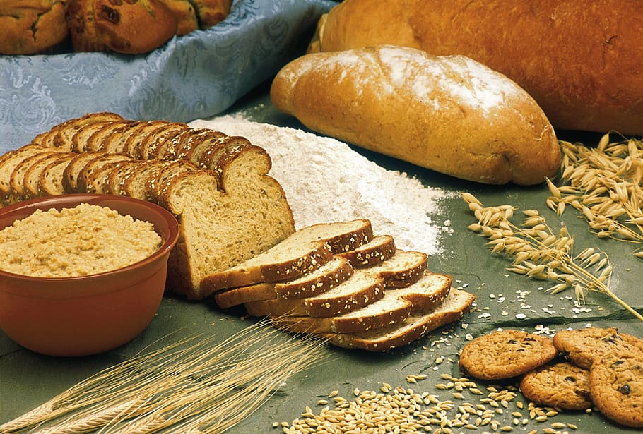 brown sliced bread, breads, cereals, oats, barley, wheat, flour