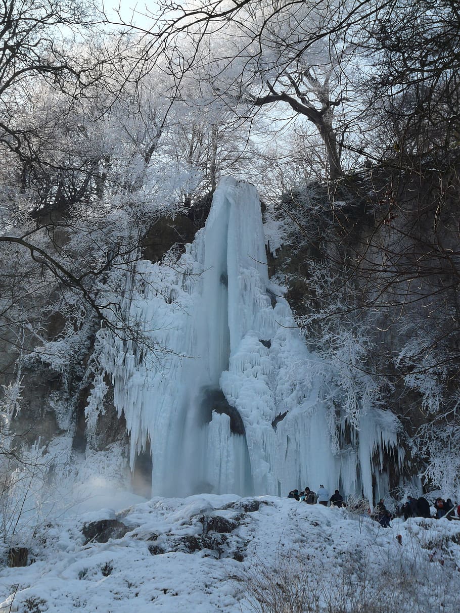 urach waterfall, ice, frozen, icicle, winter, cold, ice formations, HD wallpaper