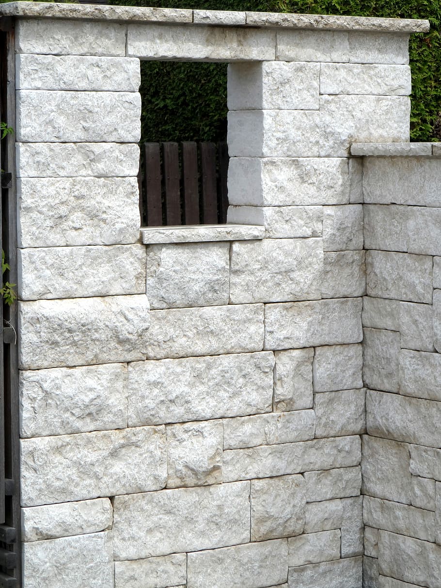 Wall, Architecture, Bricked, Stone, granite, white, peephole, HD wallpaper