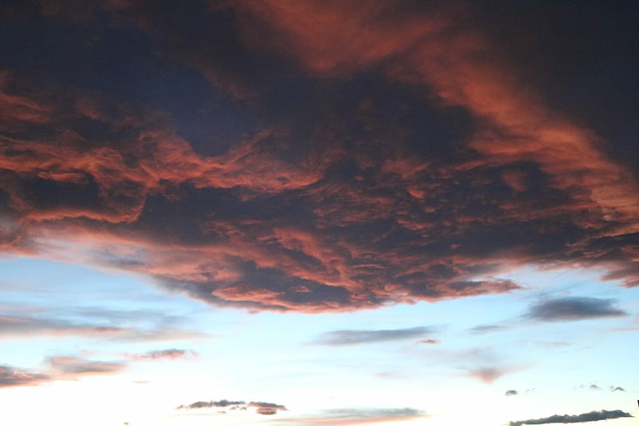 photo of nimbus clouds, red clouds and sky, orange, dramatic HD wallpaper