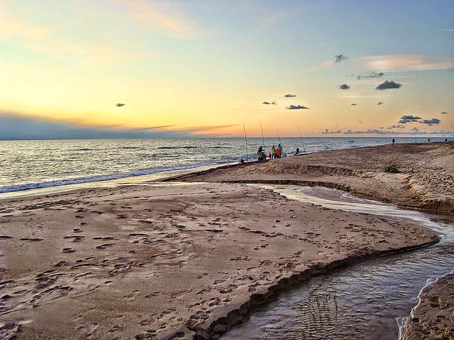 sea, evening, beach, sunset, summer, landscape, seascape, sand HD wallpaper