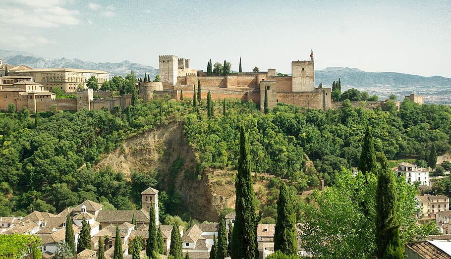 Spain, Andalusia, Grenade, Alhambra, architecture, no people HD wallpaper