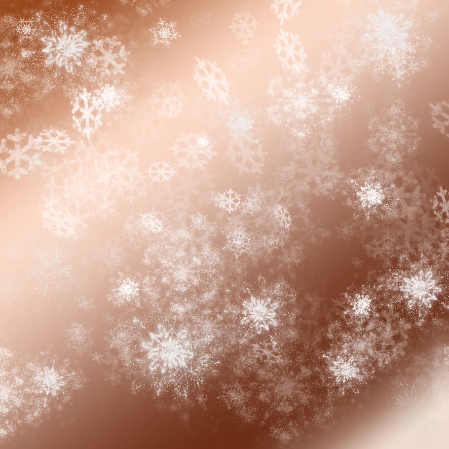 white snow flakes on air with brown background, snowflakes HD wallpaper