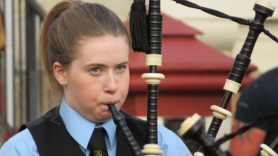 Bagpipes, Scotland, Child, Young People, music, girl, headshot, HD wallpaper