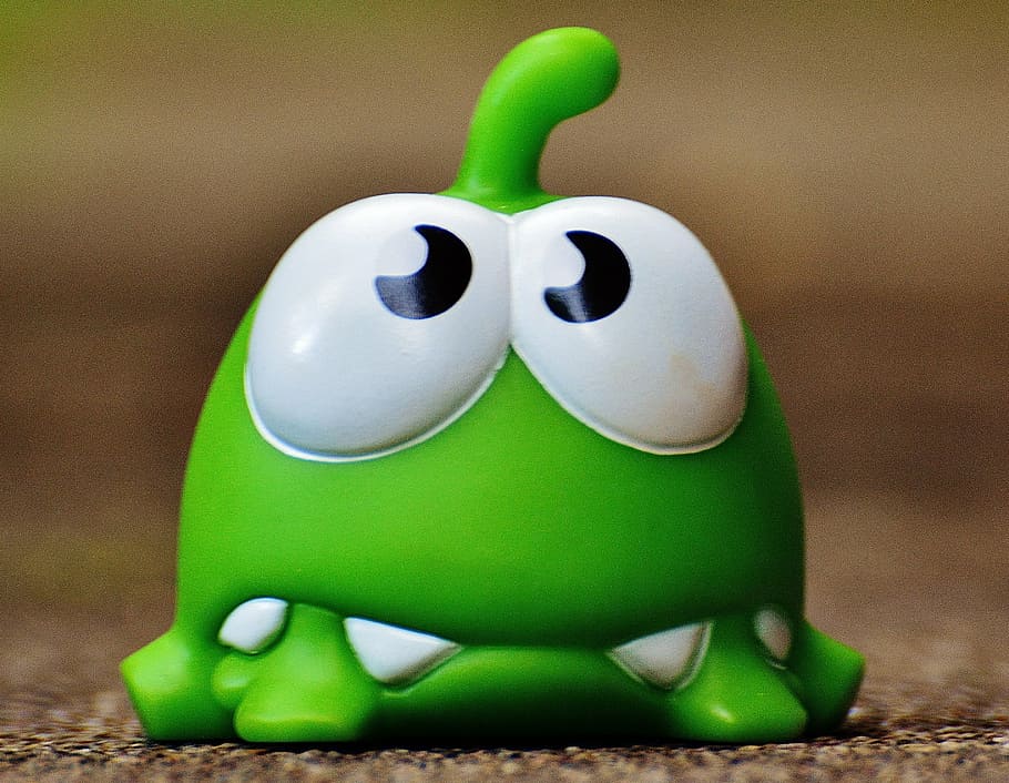 cut the rope, figure, funny, cute, mobile game, app, green color, HD wallpaper