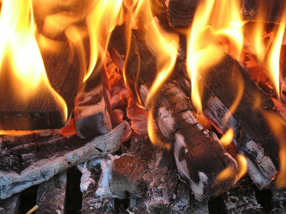 fire, heat, combustible, flame, flames, wood, hot, burning HD wallpaper