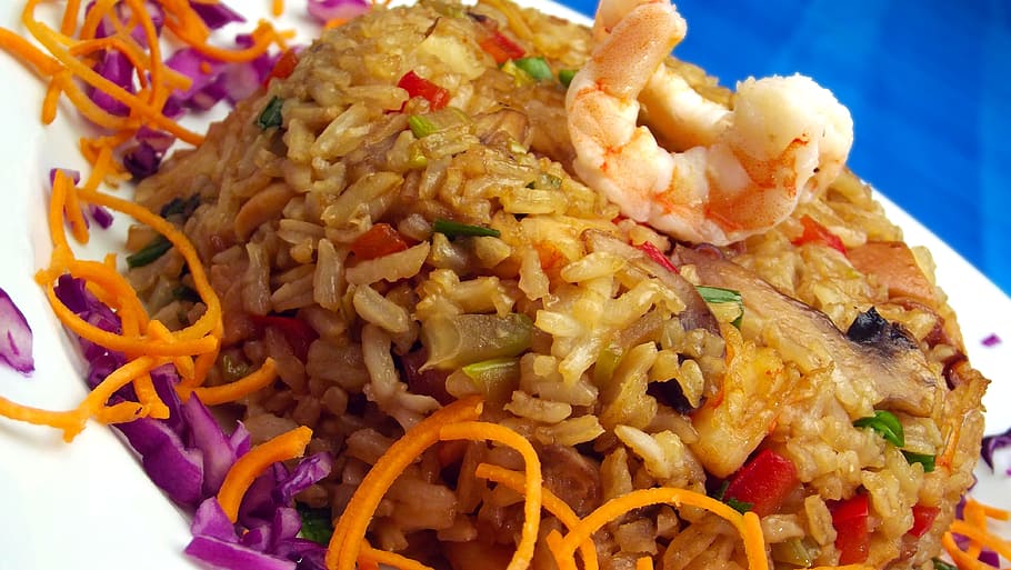 shrimp, rice, gourmet, asia, japanese, restaurant, food, food and drink, HD wallpaper