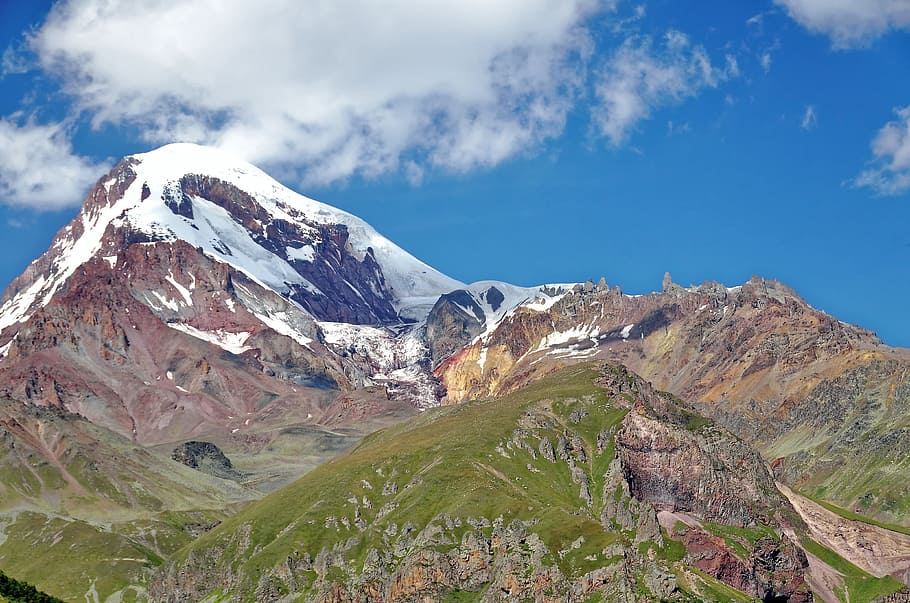 caucasus, georgia, kazbek, mountain, nature, mountain summit, HD wallpaper