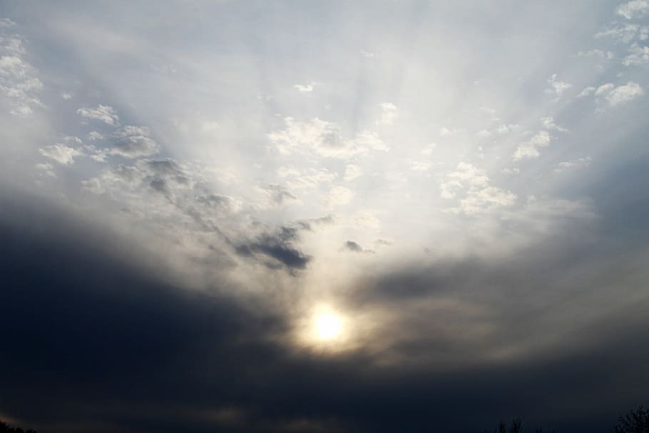 sky, clouds, sunset, sunrise, blue, clouds sky, nature, white HD wallpaper
