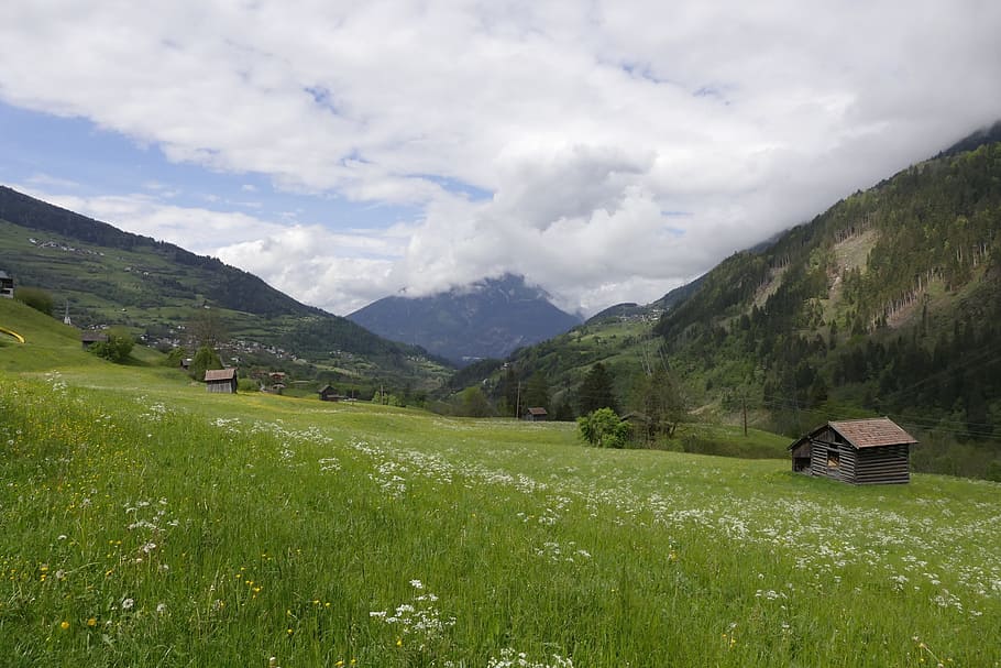 landscape, nature, mountain, grass, panorama, meadow, idyllic HD wallpaper