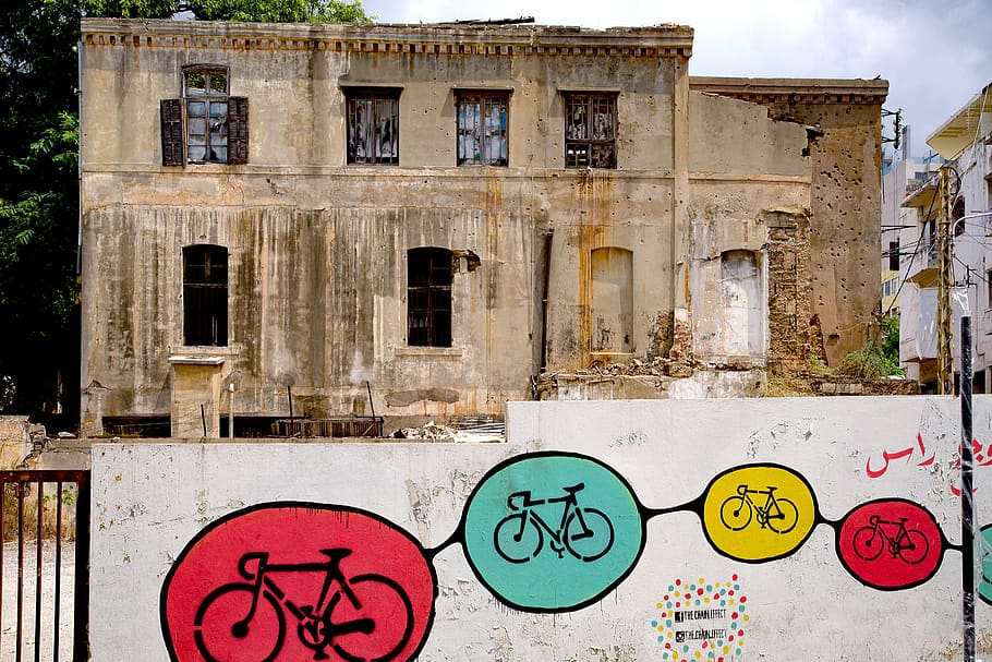 building, facade, ancient, war, bullet, impact, beirut, lebanon HD wallpaper