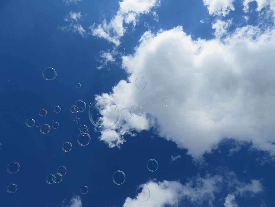 Clouds, Sky, Blue, Soap Bubbles, blue sky, nature, sky blue HD wallpaper