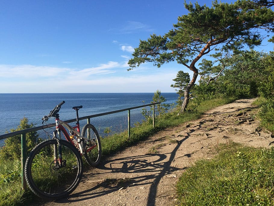 Cycle, Gotland, Mtb, högklint, see, landscapes, sea, sports, HD wallpaper