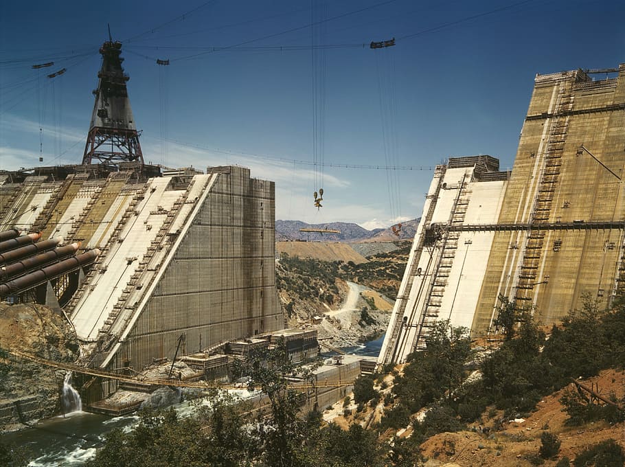 Shasta Dam, Construction, dam construction, site, 1942, usa HD wallpaper
