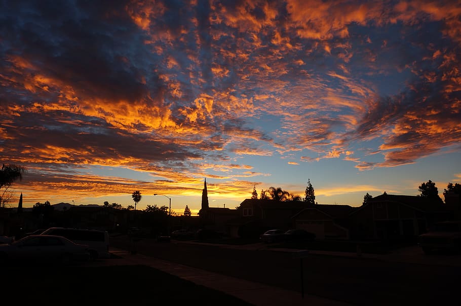 sunset, panoramic, dawn, dusk, sky, cloud - sky, building exterior HD wallpaper
