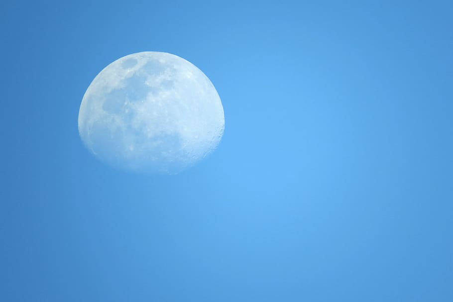 moon, clouds, sky, blue, space, astronomy, tranquility, night HD wallpaper