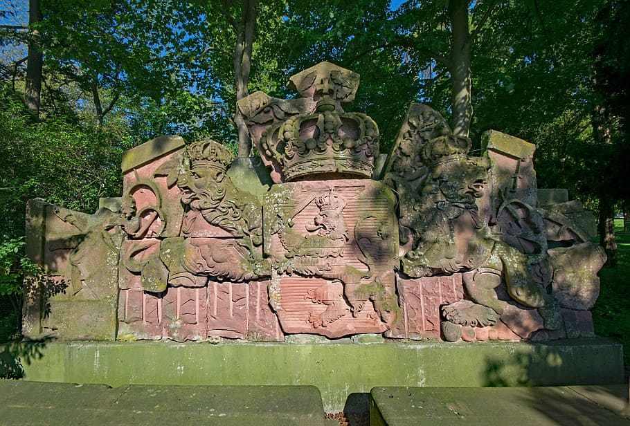 prince-emil-garden, darmstadt, hesse, germany, monument, memorial plaque, HD wallpaper