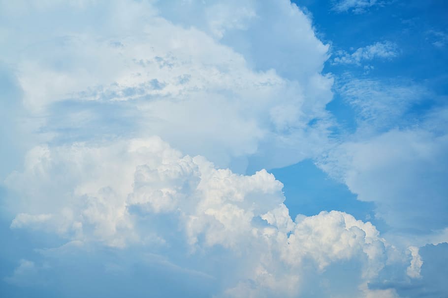 white clouds, sky, landscape, summer, blue, nature, season HD wallpaper