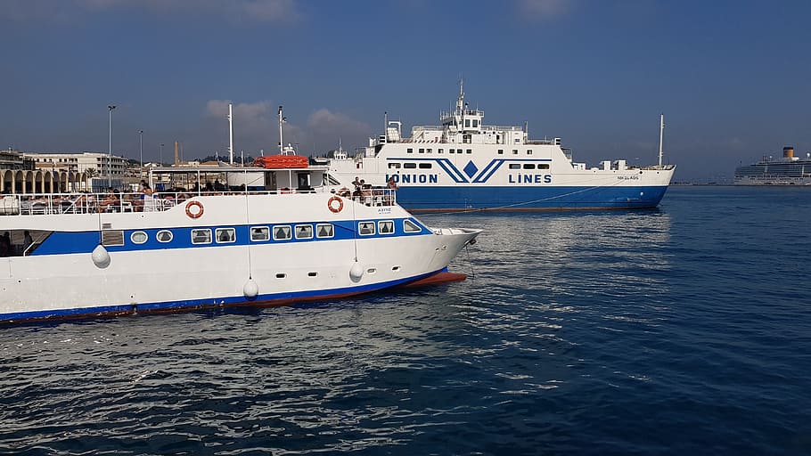 port, corfu, ferry, nautical vessel, transportation, mode of transportation HD wallpaper