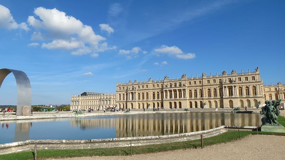 mirror, basin, versailles, castle, architecture, famous Place HD wallpaper