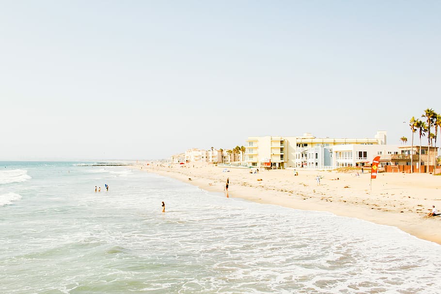 seashore during daytime, beach, sand, vacations, summer, people HD wallpaper