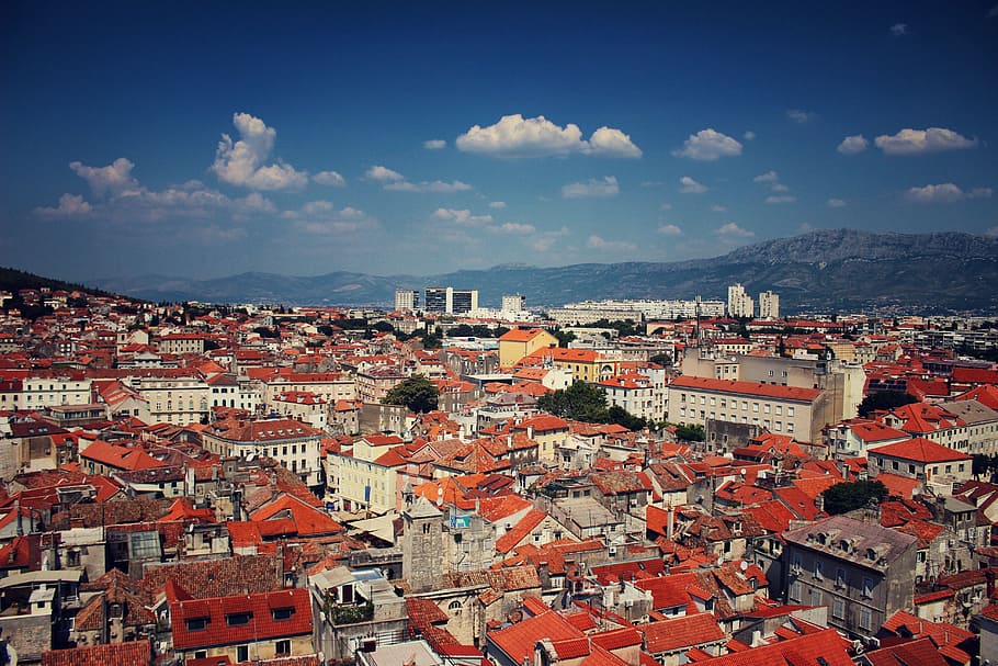 split, croatia, rooftops, cityscape, architecture, europe, old HD wallpaper