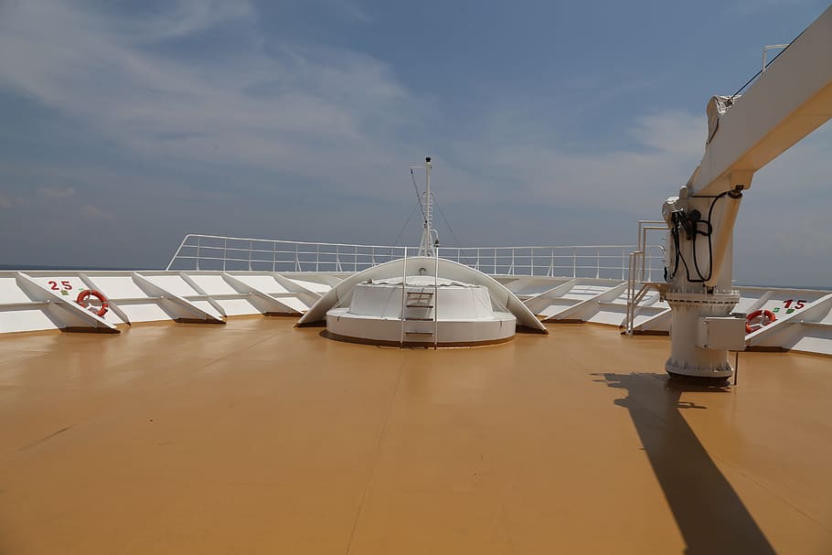 ship, deck, sea, transport, travel, sky, cloud - sky, nautical vessel HD wallpaper
