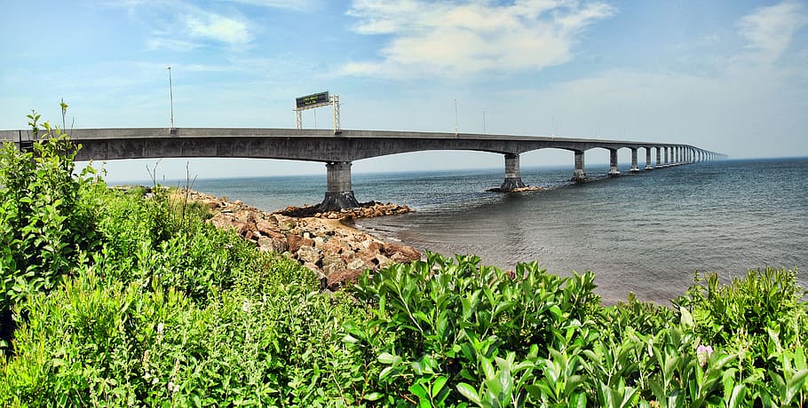 Confederation Bridge, Canada, water, pei, prince, edward, island, HD wallpaper