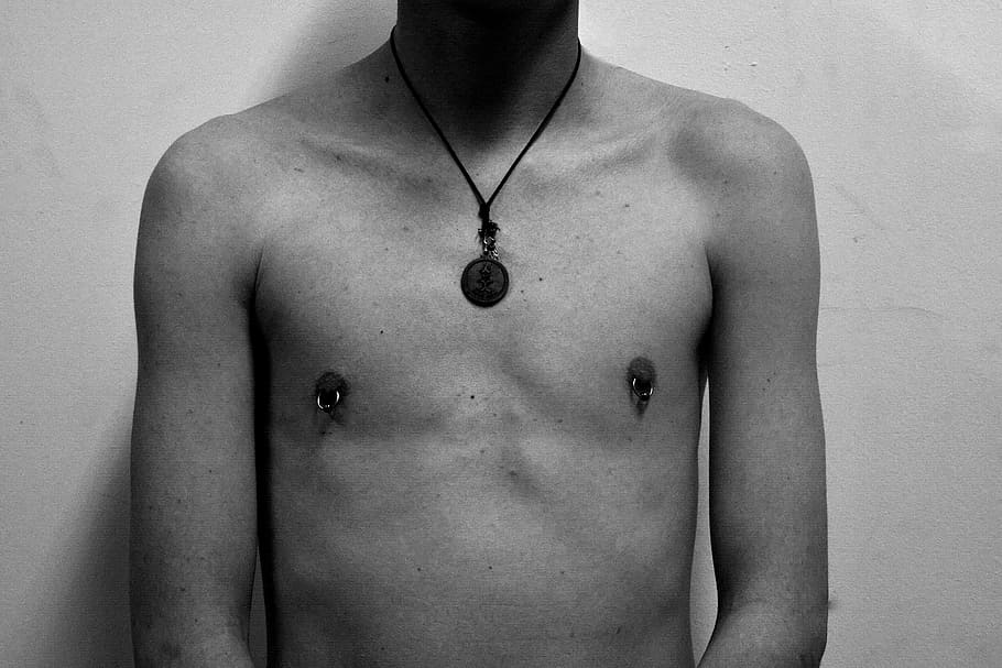men, piercing, white, shirtless, midsection, one person, indoors HD wallpaper