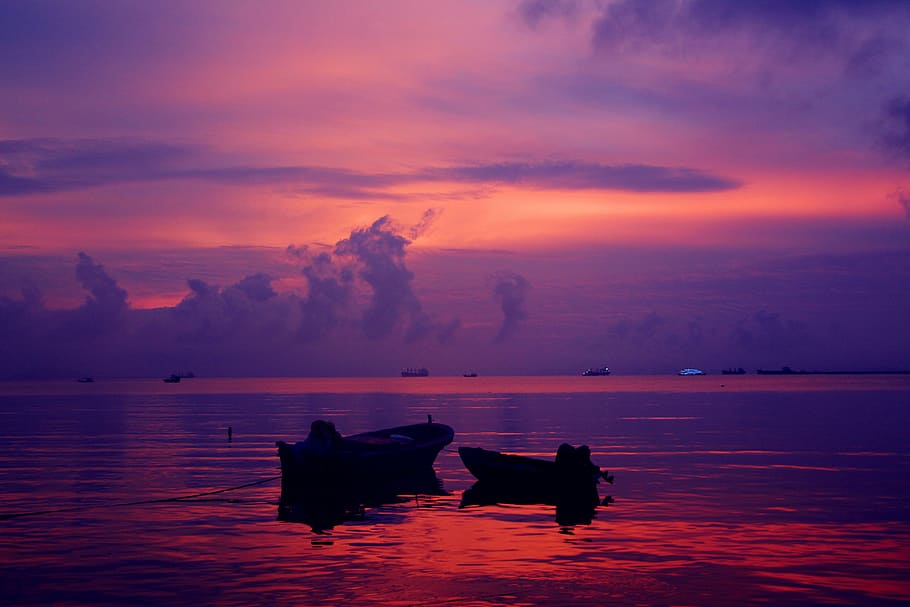 ocean during sunset, beach, sanya, the deer, reflection, dusk HD wallpaper