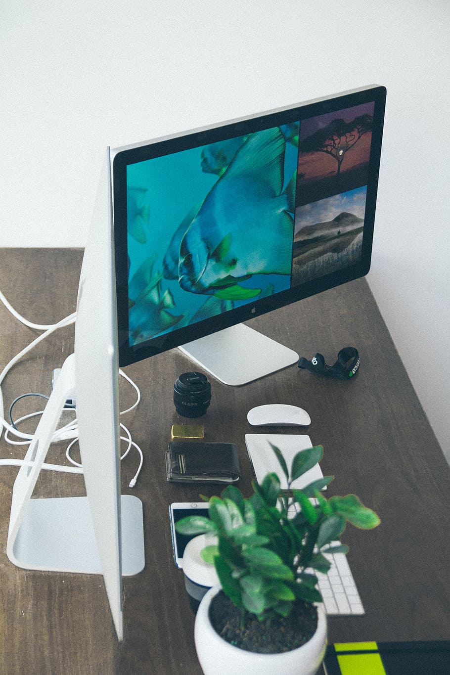 apple, apple devices, decor, desk, desktop, lancer, imac, keyboard HD wallpaper