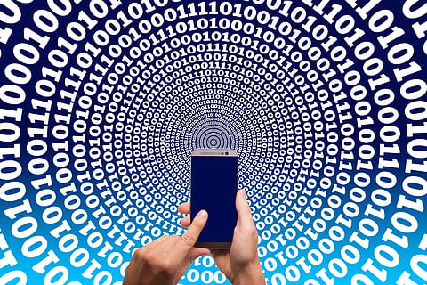 silver HTC One M8 with background of numbers, concept, binary HD wallpaper