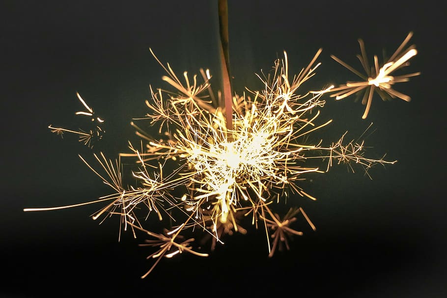 sparkles stick in shallow focus photography, sparkler, pyrotechnics, HD wallpaper