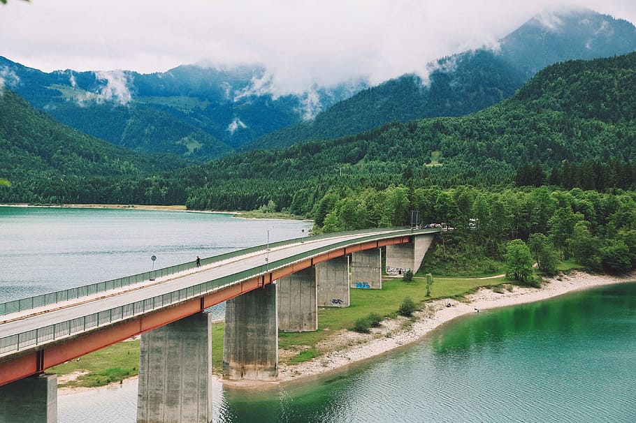 road, landscape, nature, water, architecture, beautiful, bridge HD wallpaper