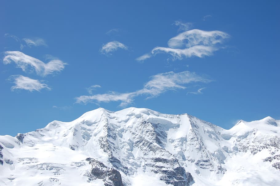 mountains, piz palu, bernina, alpine, sky, cold temperature, HD wallpaper