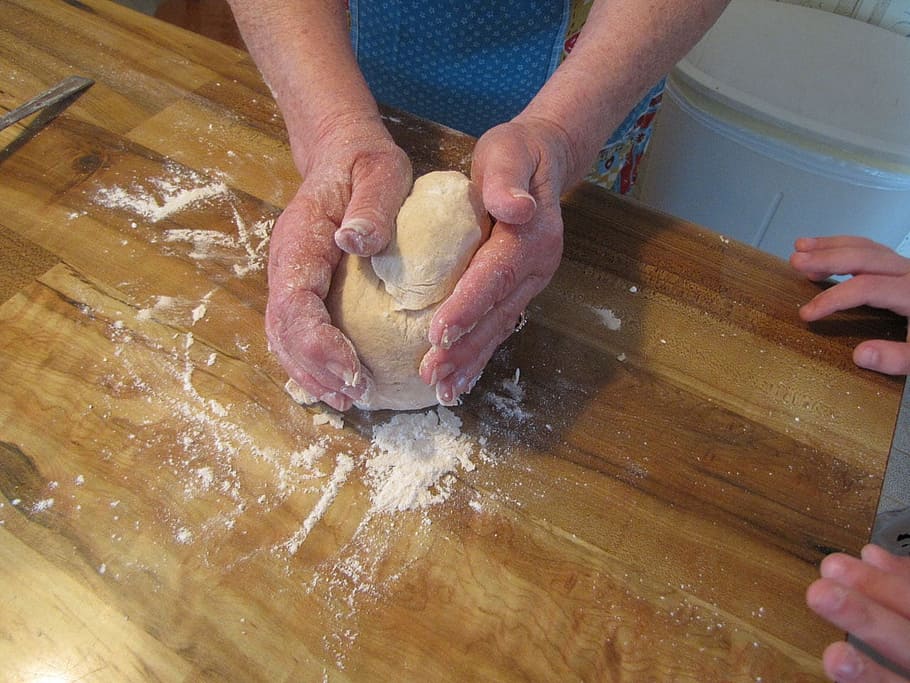 person making dough, biscuit, chef, cook, grandmother, child HD wallpaper