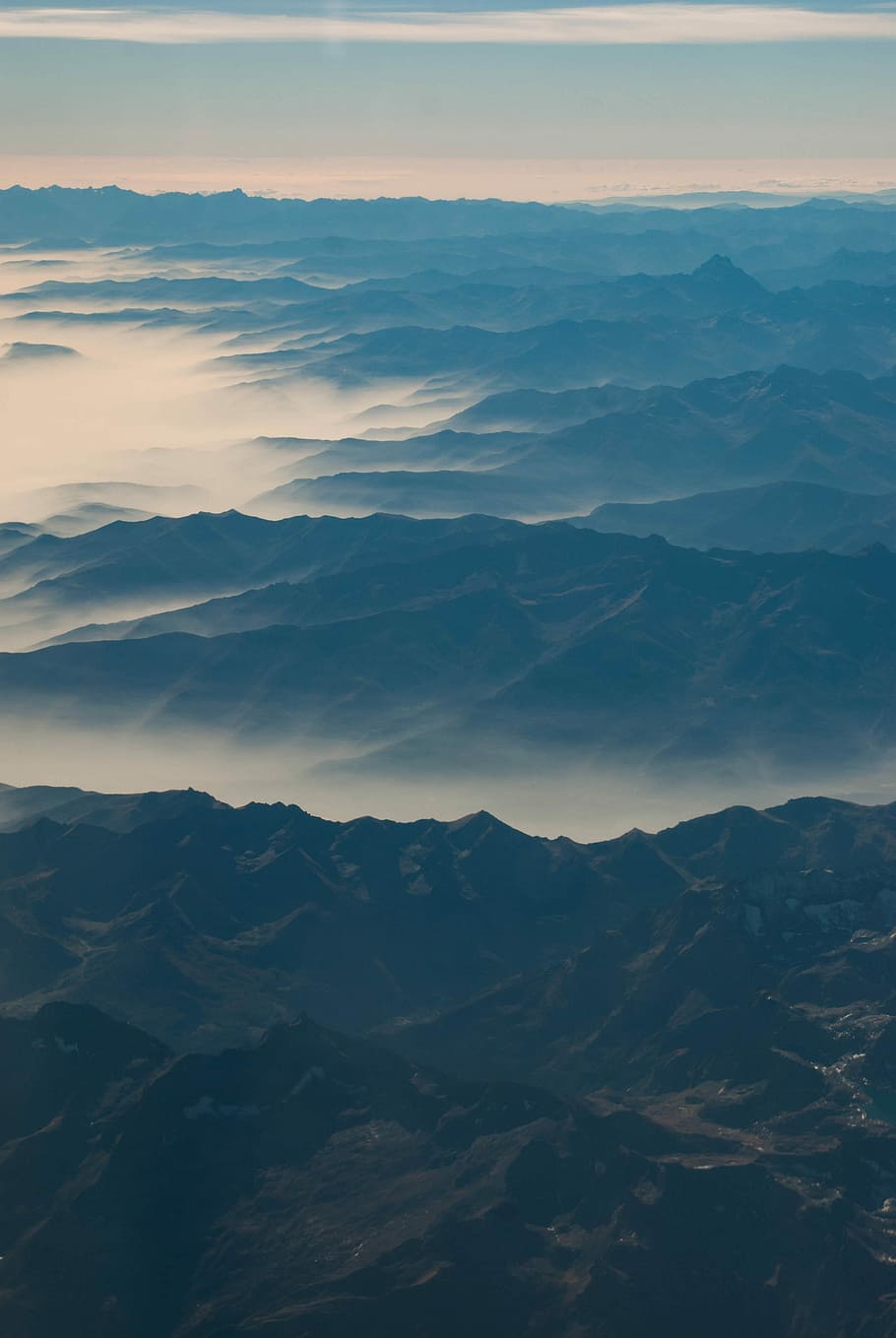 aerial photography of mountains, aerial photo of mountains, cloud HD wallpaper