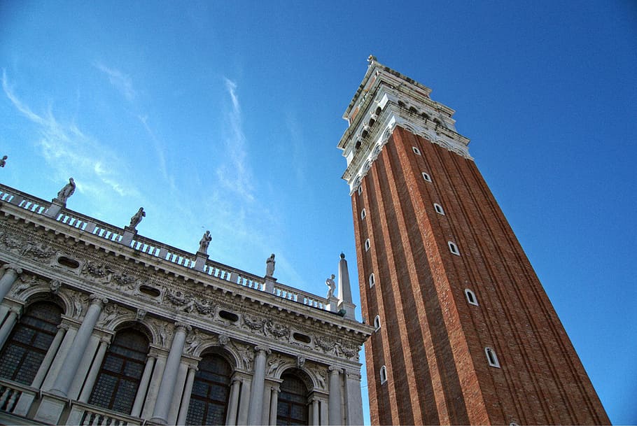 venice, campanile, marco, marks, san, tower, landmark, italy, HD wallpaper