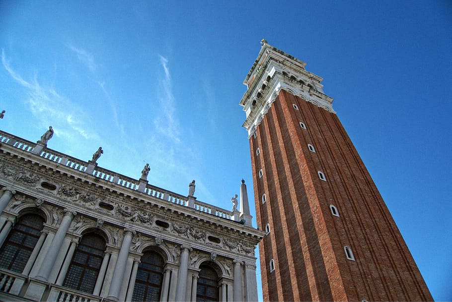 venice, campanile, marco, marks, san, tower, landmark, italy HD wallpaper