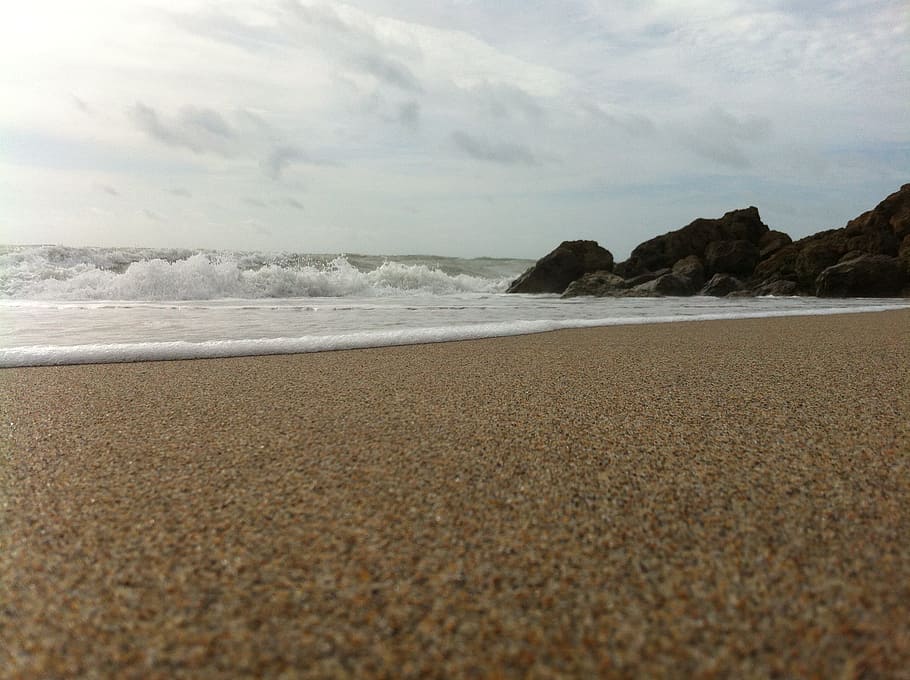 surf, ocean, sea, beach, seascape, sky, water, sand, wave, coast HD wallpaper