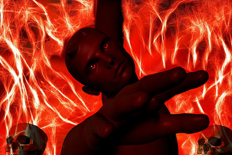 devil, fire, hell, flame, glow, fantasy, purgatory, hot, mystical HD wallpaper