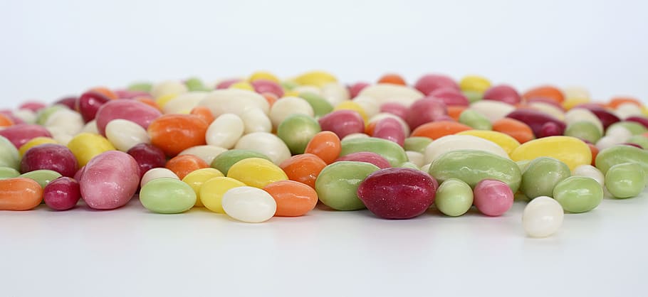 assorted-color jelly beans, easter eggs, sugar eggs, candy, food