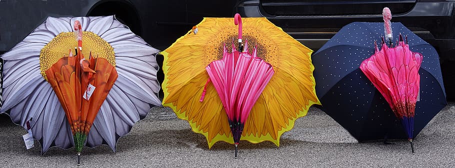 umbrella, colourful, designer, bright, multicolored, decorative HD wallpaper