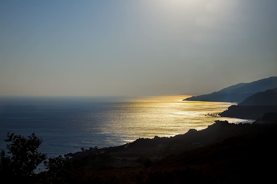Island, Coast, zeezon, sea, nature, scenics, tranquility, sunset HD wallpaper
